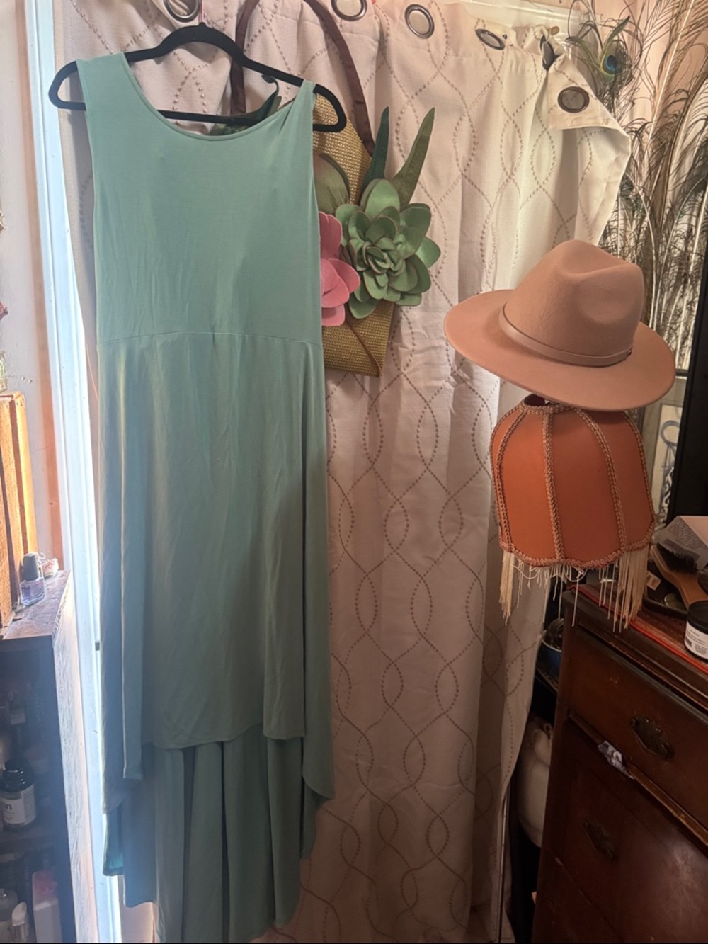 BCBGMaxAzria Sleeveless High-Low Maxi Dress in Mint Green